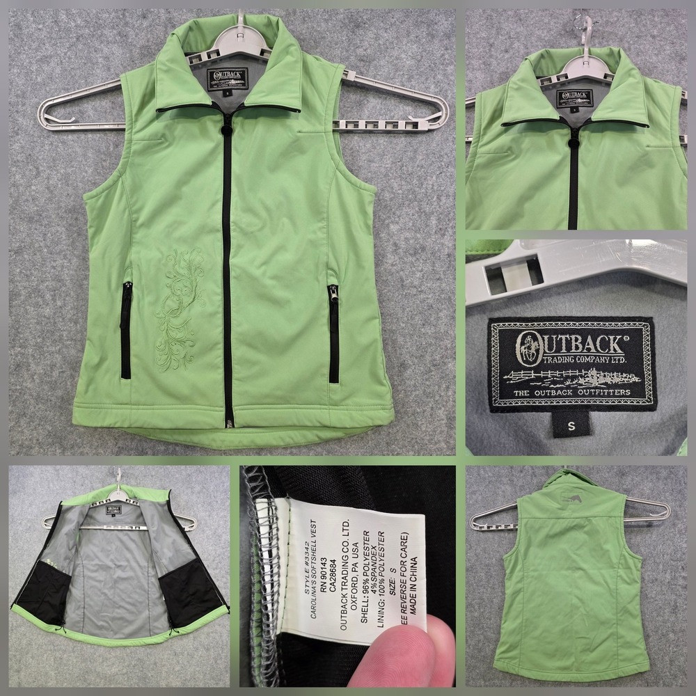 Outback Trading Company Vest Womens Small Green‎ Carolina Softshell Zip Western